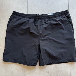FLX  Shorts XXL Black Pocket Pullover Drawstring 7’ Inseam Water Repellent NWT